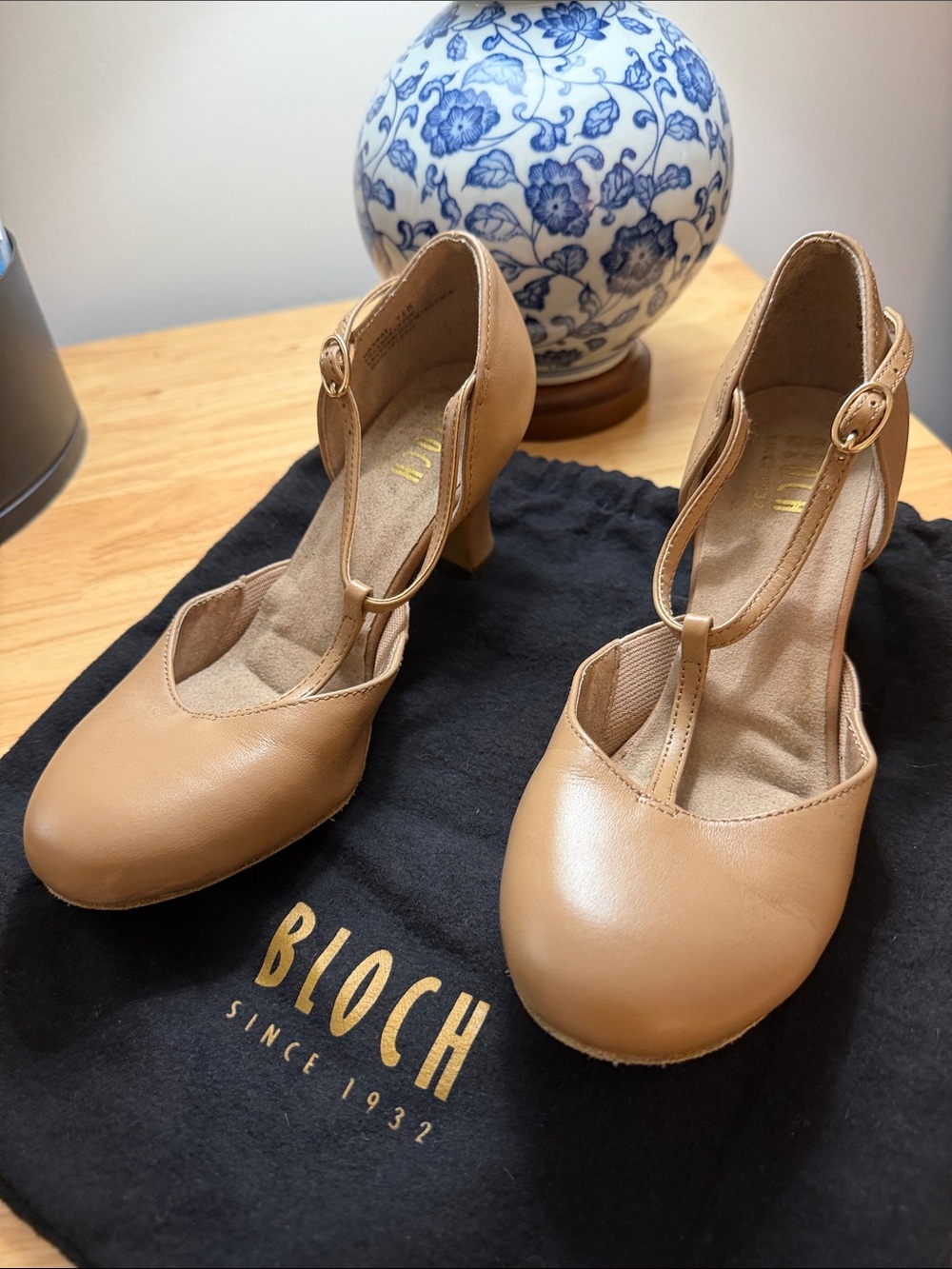 Bloch Nude/Tan T-Strap Character Heels